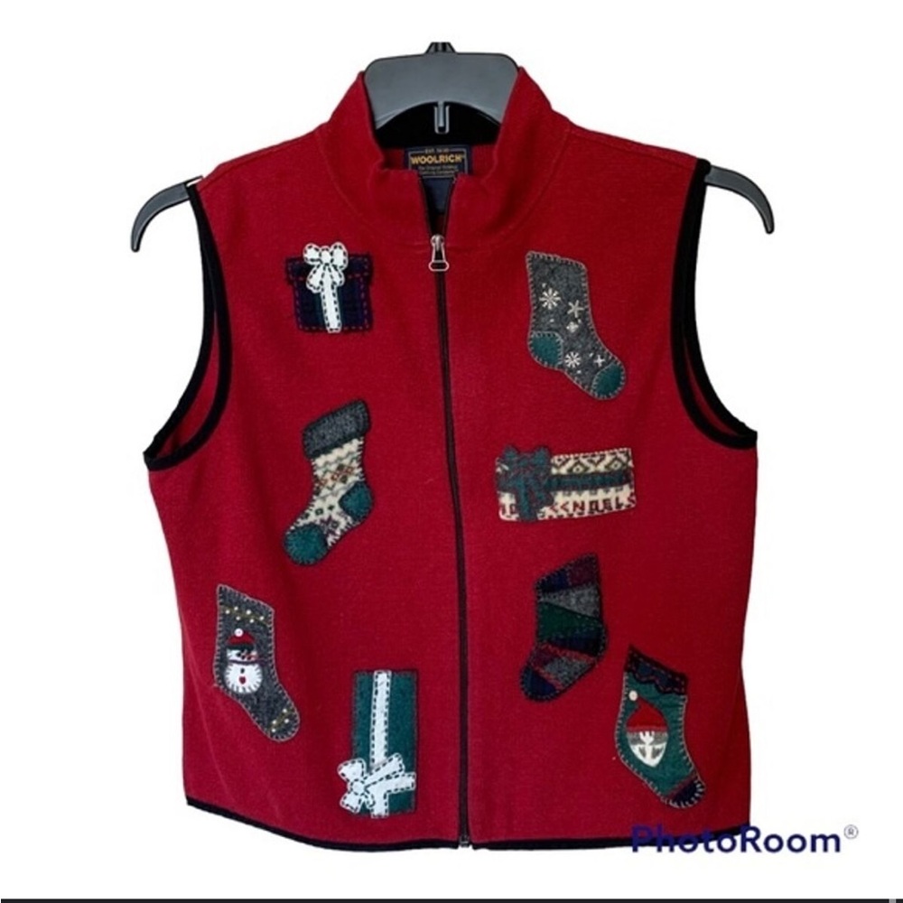 Vintage Woolrich Christmas Holiday Vest Zip Up Sweater Vest